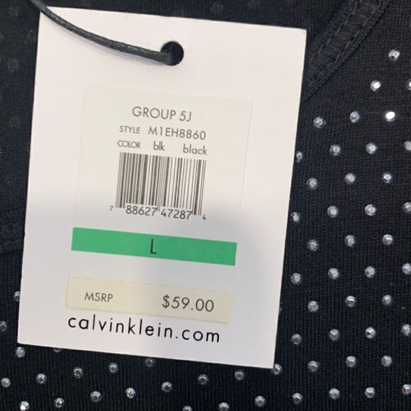 NWT Calvin Klein women’s size large black tank top with all over rhinest… - Picture 6 of 14